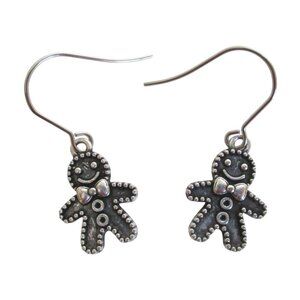 New Gingerbread Man Dangle Earrings on Stainless Wires Christmas Holiday Jewelry